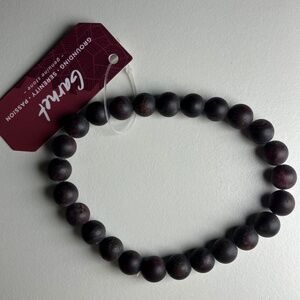 Elastic Matte Garnet Beaded Bracelet